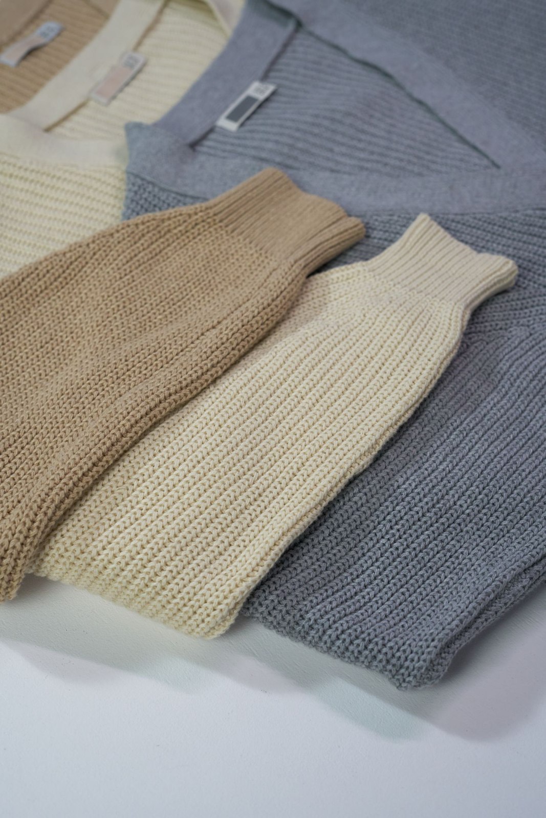 Fine-gauge knitwear laid flat