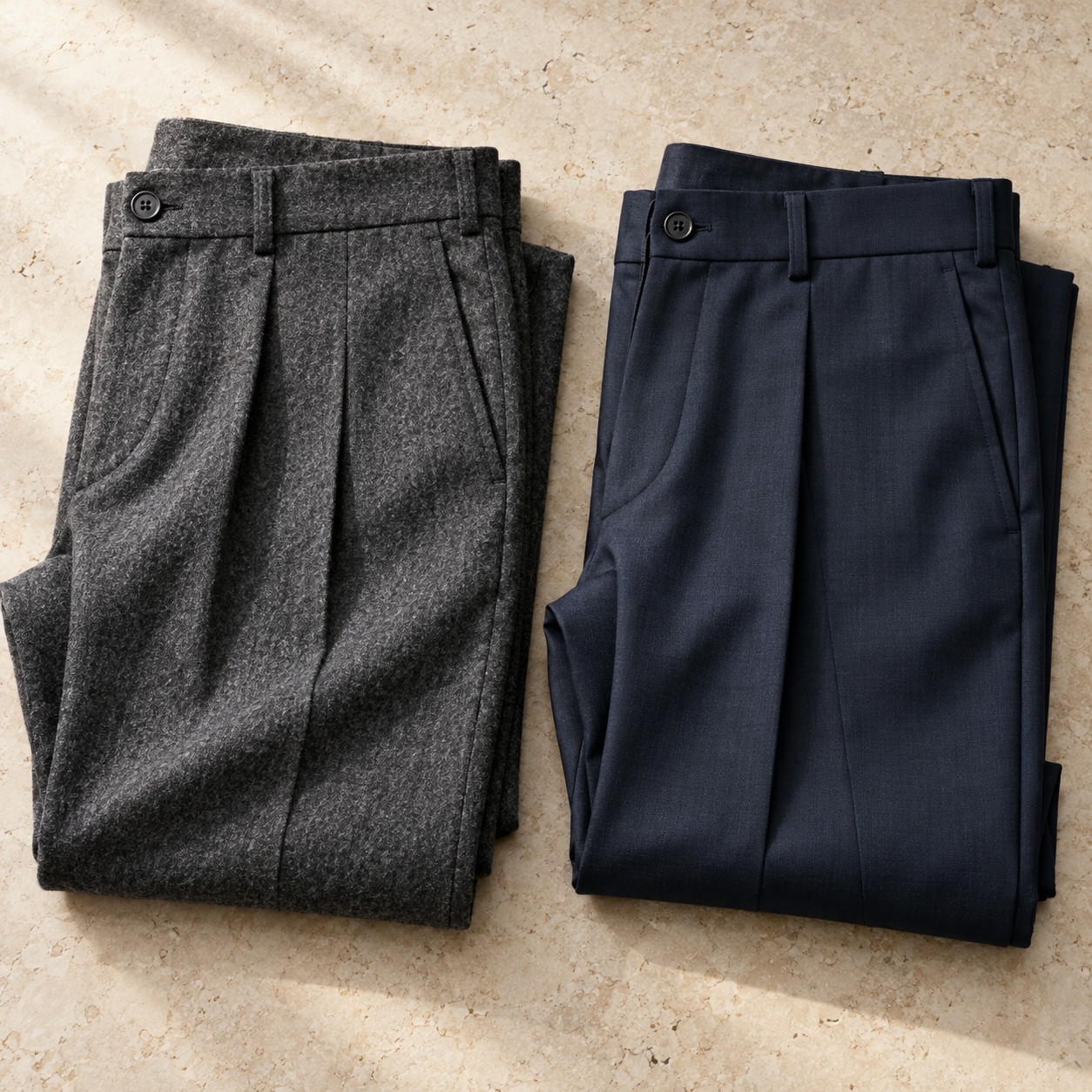 AI illustration of flannel and worsted wool trousers